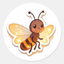 Adesivo Redondo Cute Bee Cartoon Sticker