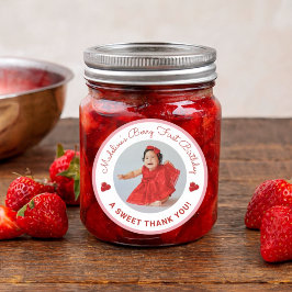 Adesivo Redondo Cute Berry First Birthday A Sweet Thank You