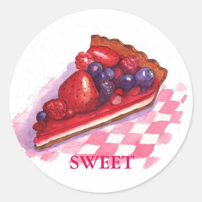Adesivo Redondo cute berry pie sticker (Frente)
