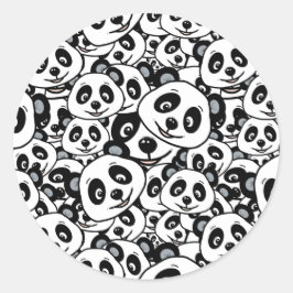 Adesivo Redondo Cute Black and White Modern Panda Bear Pattern