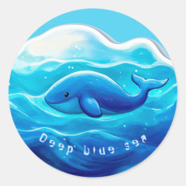 Adesivo Redondo Cute Blue Whale, personalized