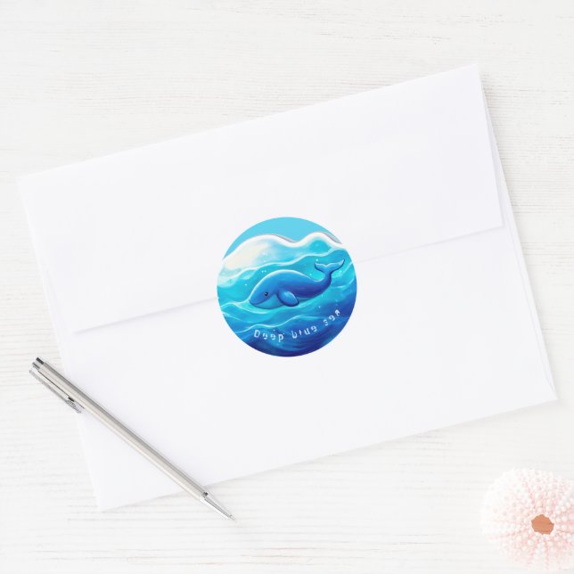 Adesivo Redondo Cute Blue Whale, personalized (Envelope)