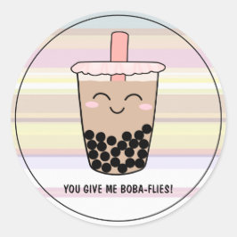 Adesivo Redondo Cute Boba Pearl Milk Tea Pun