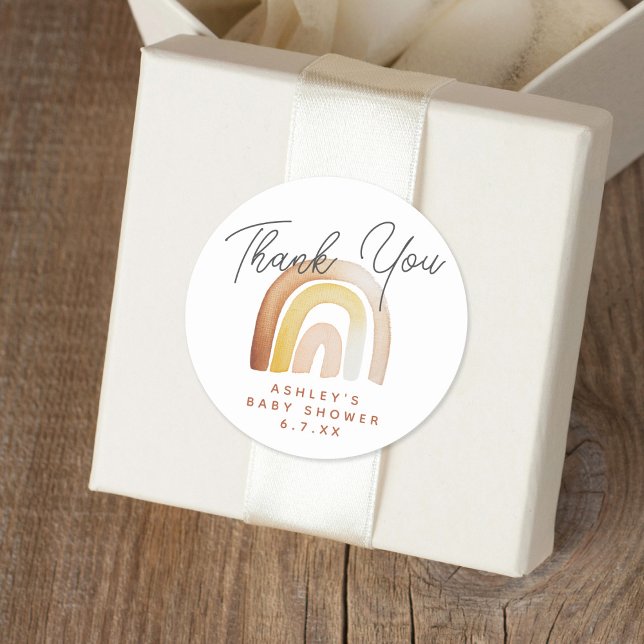 Adesivo Redondo Cute Boho Arco-Íris Gênero Favorito do Chá de fral (Criador carregado)