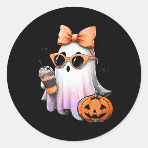 Adesivo Redondo Cute Bougie Ghost Café Pumpkin Spooky Season Hal