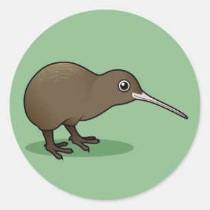 Adesivo Redondo Cute Brown Kiwi da Nova Zelândia