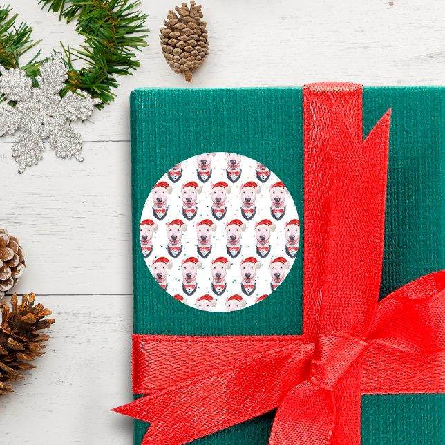 Adesivo Redondo Cute Bull Terrier Dog Christmas Pattern (Criador carregado)