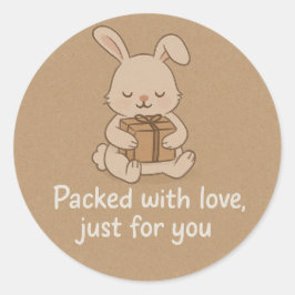 Adesivo Redondo Cute Bunny Packed with Love Sticker