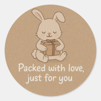 Adesivo Redondo Cute Bunny Packed with Love Sticker