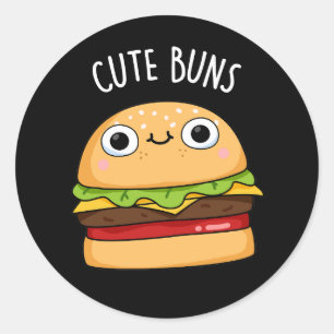 Adesivo Redondo Cute Buns Engraçado Burger Escuro BG