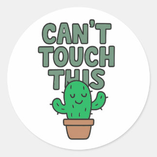 Adesivo Redondo Cute Cactus “Can’t Touch This”
