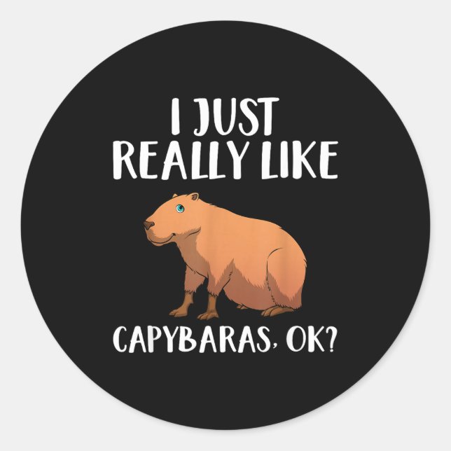 Adesivo Redondo Cute Capybara Art For Men Women Kids Animal Rodent (Frente)