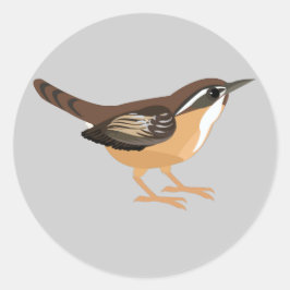 Adesivo Redondo Cute Carolina Wren