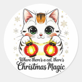 Adesivo Redondo Cute Cartoon Cat - Festive Lunar New Year Decal