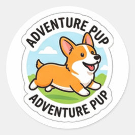 Adesivo Redondo Cute Cartoon Dog Adventure Lover Vinyl Sticker