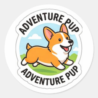 Adesivo Redondo Cute Cartoon Dog Adventure Lover Vinyl Sticker