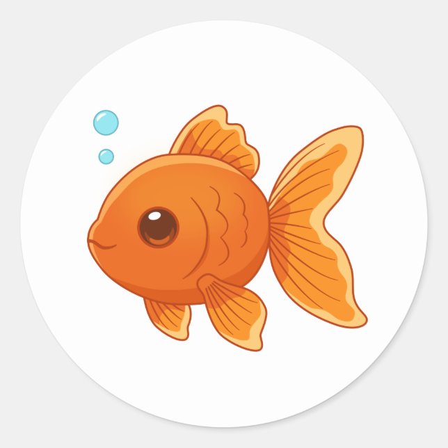 Adesivo Redondo Cute Cartoon Goldfish on White (Frente)
