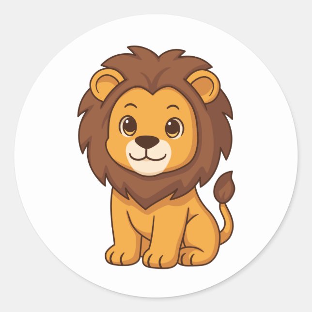 Adesivo Redondo Cute Cartoon Lion (Frente)