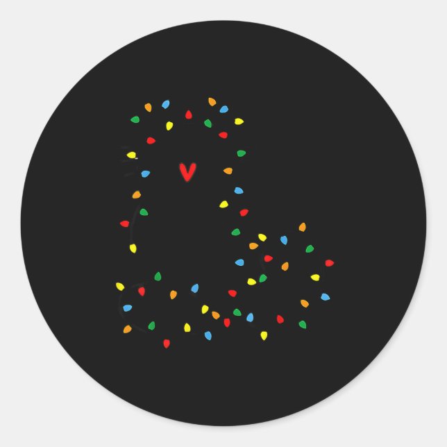 Adesivo Redondo Cute Cat Christmas Light Graphic Cat Black Mom Lov (Frente)