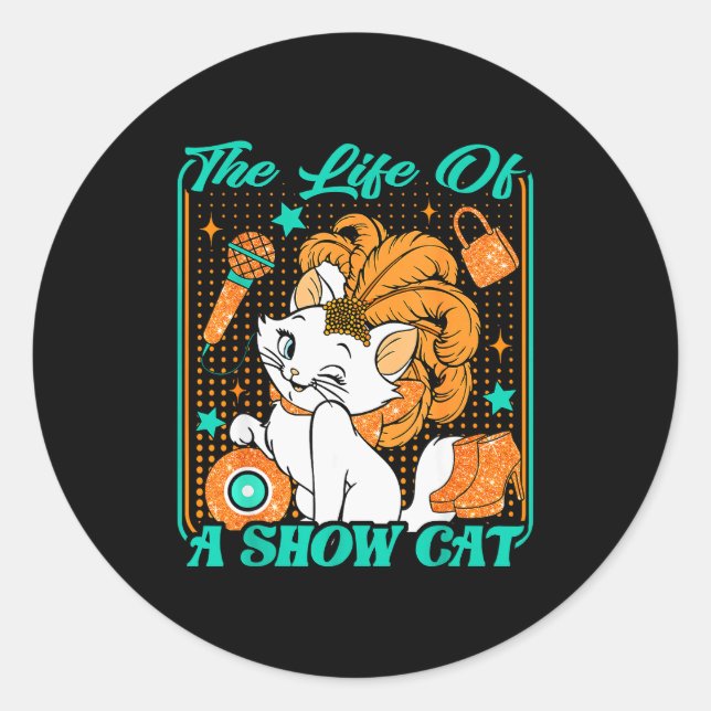 Adesivo Redondo Cute Cat Era Life Of Showcat Cat Lover Country Mus (Frente)