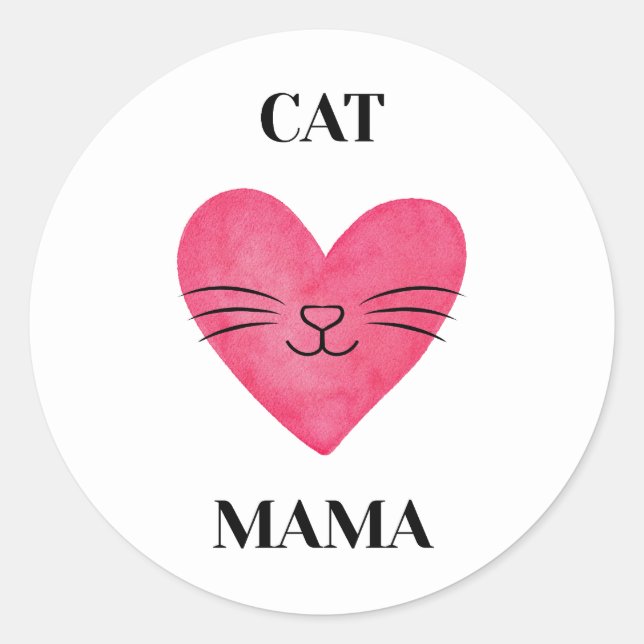 Adesivo Redondo Cute Cat Mama (Frente)