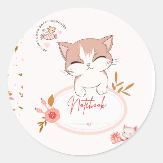 Adesivo Redondo Cute cat stickers