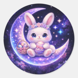 Adesivo Redondo Cute Celestial Easter Bunny Round Sticker