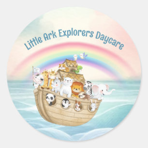 Adesivo Redondo Cute Child Daycare Business Noah's Ark