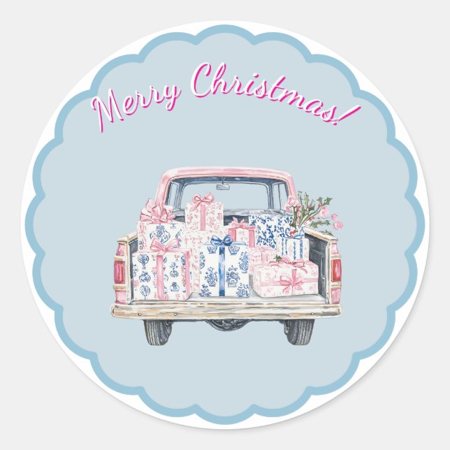 Adesivo Redondo Cute Christmas Chinoiserie Sticker (Frente)