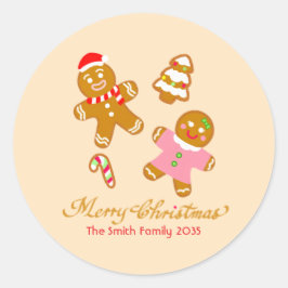 Adesivo Redondo Cute Christmas Gingerbread Personalized Sticker