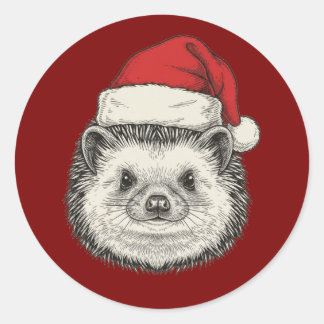Adesivo Redondo Cute Christmas Hedgehog
