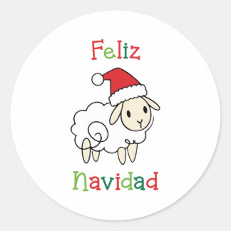 Adesivo Redondo Cute Christmas Sheep – Feliz Navidad