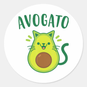 Adesivo Redondo Cute Cinco de Mayo Avogato Avocado Cat Funny Avoca