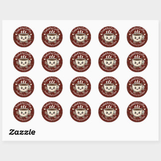 Adesivo Redondo Cute Coffee Vibes Sticker Design