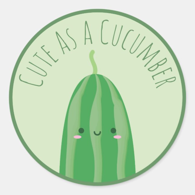 Adesivo Redondo Cute como pepino Engraçado Cutecumber (Frente)