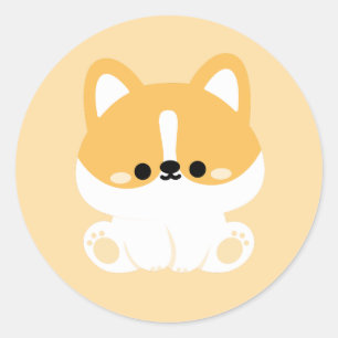 Adesivo Redondo Cute Corgi
