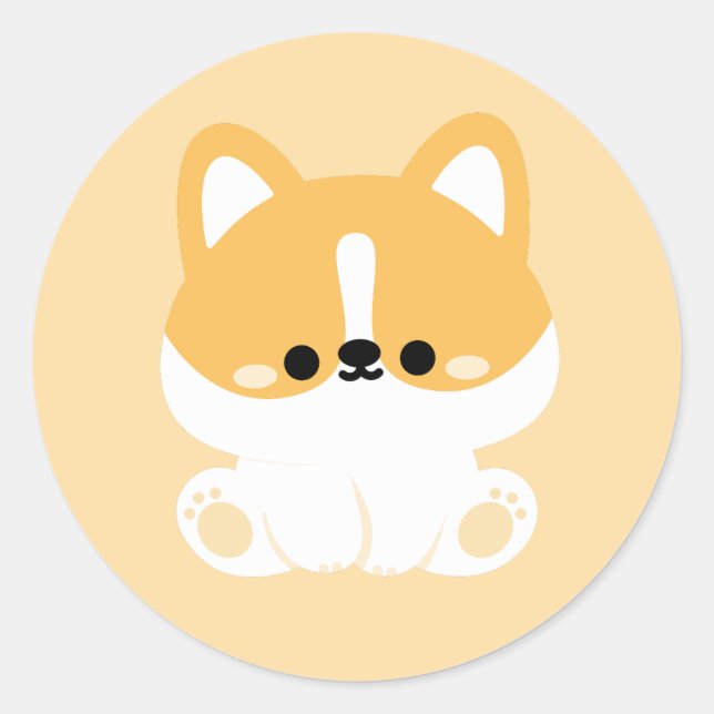 Adesivo Redondo Cute Corgi (Frente)