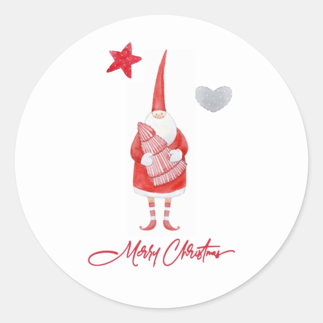 Adesivo Redondo Cute Country Santa Christmas Sticker (Frente)