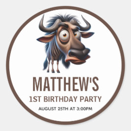 Adesivo Redondo Cute Crazy Cheetah Farm Theme 1st Birthday