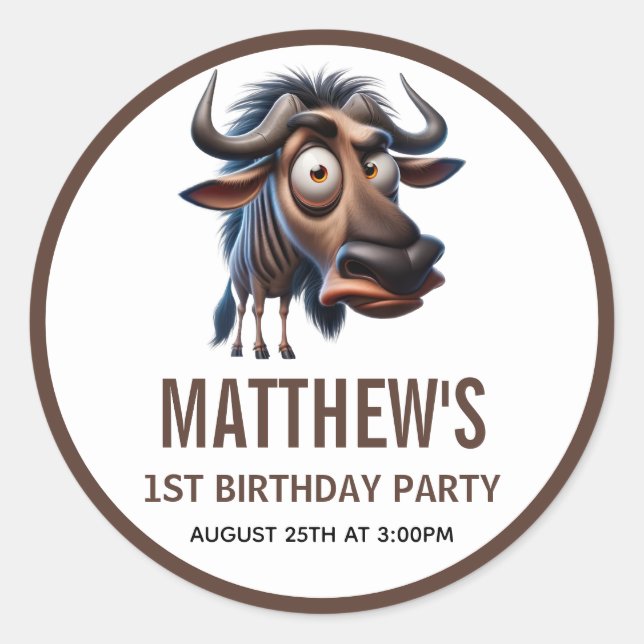 Adesivo Redondo Cute Crazy Cheetah Farm Theme 1st Birthday (Frente)