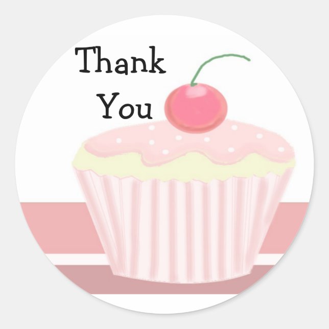 Adesivo Redondo Cute Cupcake Obrigado (Frente)