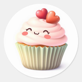 Adesivo Redondo Cute Cupcake Stickers
