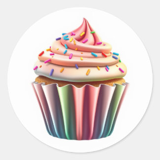Adesivo Redondo Cute Cupcake Stickers