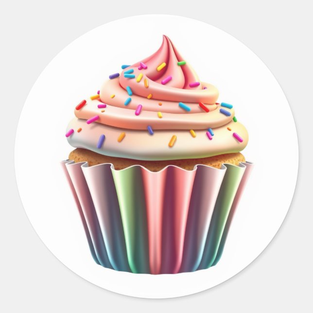 Adesivo Redondo Cute Cupcake Stickers (Frente)