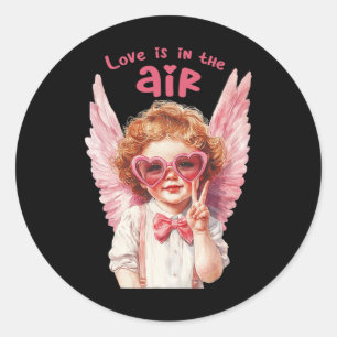 Adesivo Redondo Cute Cupid Loves está no ar Feliz Aplicativo do Di