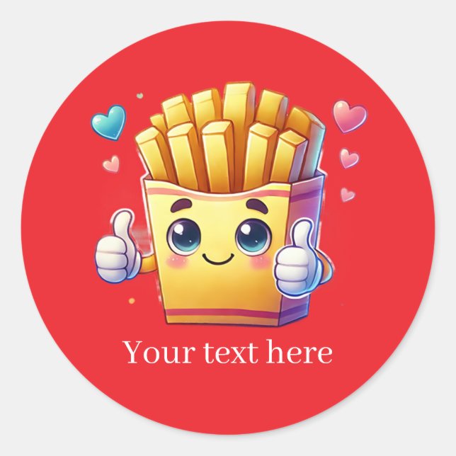 Adesivo Redondo Cute customizable business French fries (Frente)