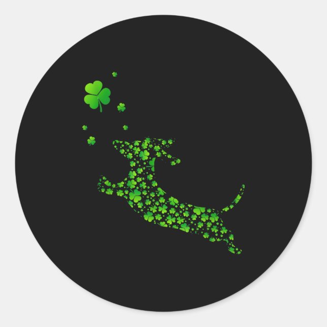 Adesivo Redondo Cute Dachshund Dog With Irish Shamrock St Patricks (Frente)