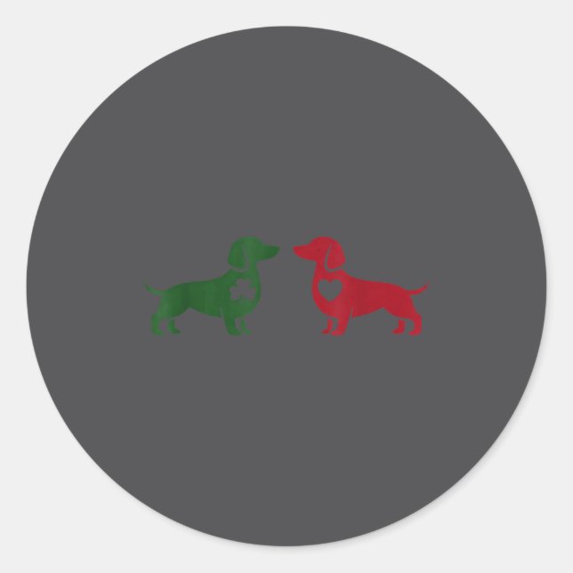 Adesivo Redondo Cute Dachshund Valentines Patrick's Day Lover Dog  (Frente)
