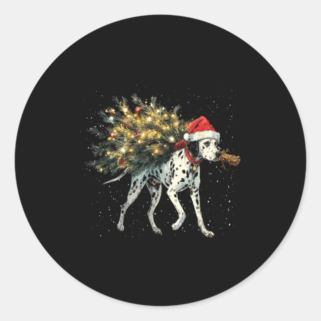 Adesivo Redondo Cute Dalmatian Dog In A Christmas Tree For Men Wom (Frente)