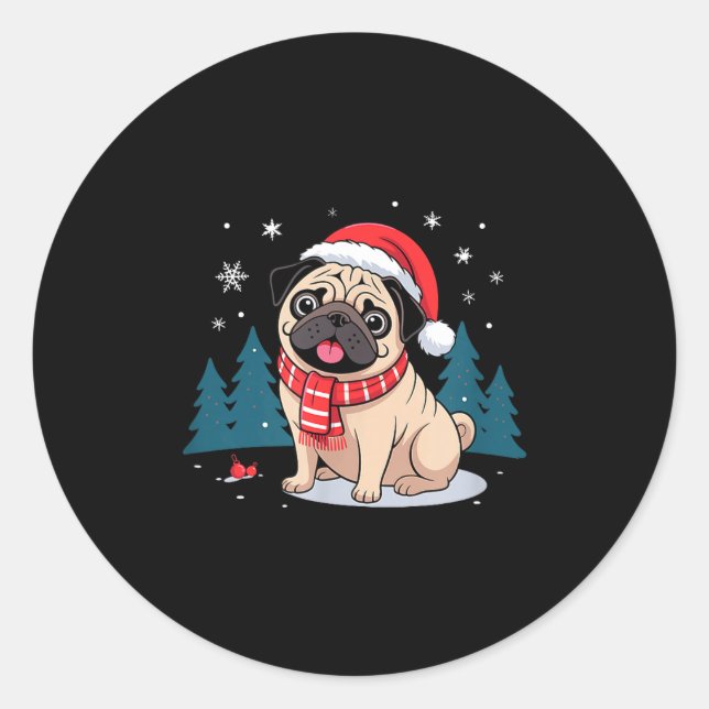 Adesivo Redondo Cute Dog Christmas Valentines Design  (Frente)